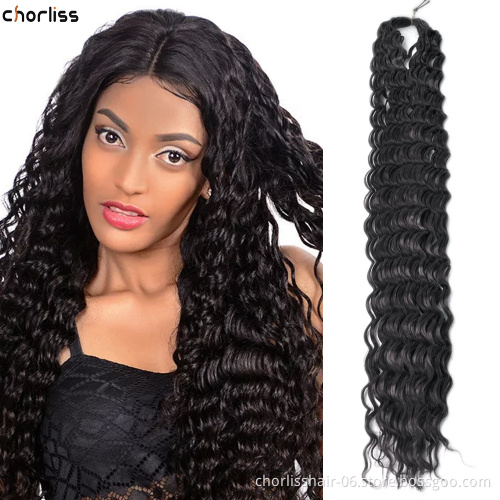 Goddess 30 Inches 120g Soft Water Wave Crochet Braids Hair Wholesale Pr-Stretched Ombre Deep Wave Synthetic Braiding Hair Bundle
